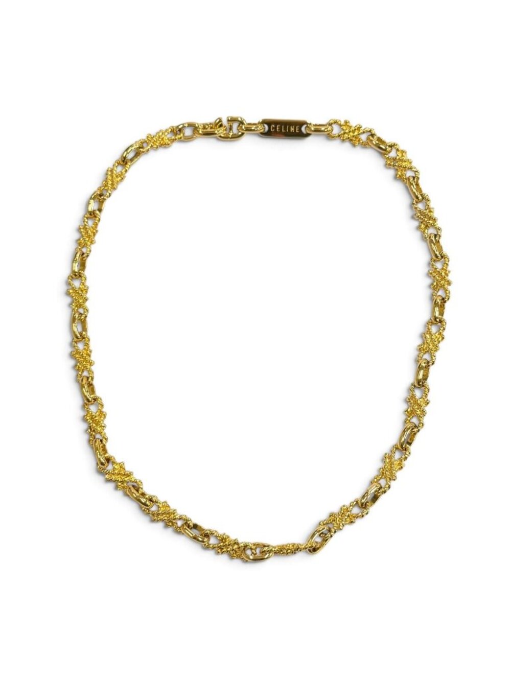 Celine Vintage Rope Motif Chain Necklace Choker Gold